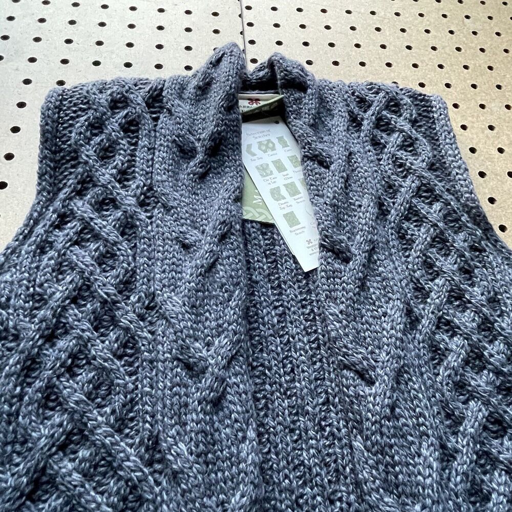 NWT Carraig Donn Sweater Womens XL Gray Aran Woollen Mills Merino Wool Ireland - Picture 3 of 9